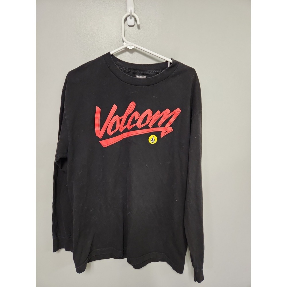 Volcom Men's ‎ Long Sleeve T Shirt Large Black Red  EUC